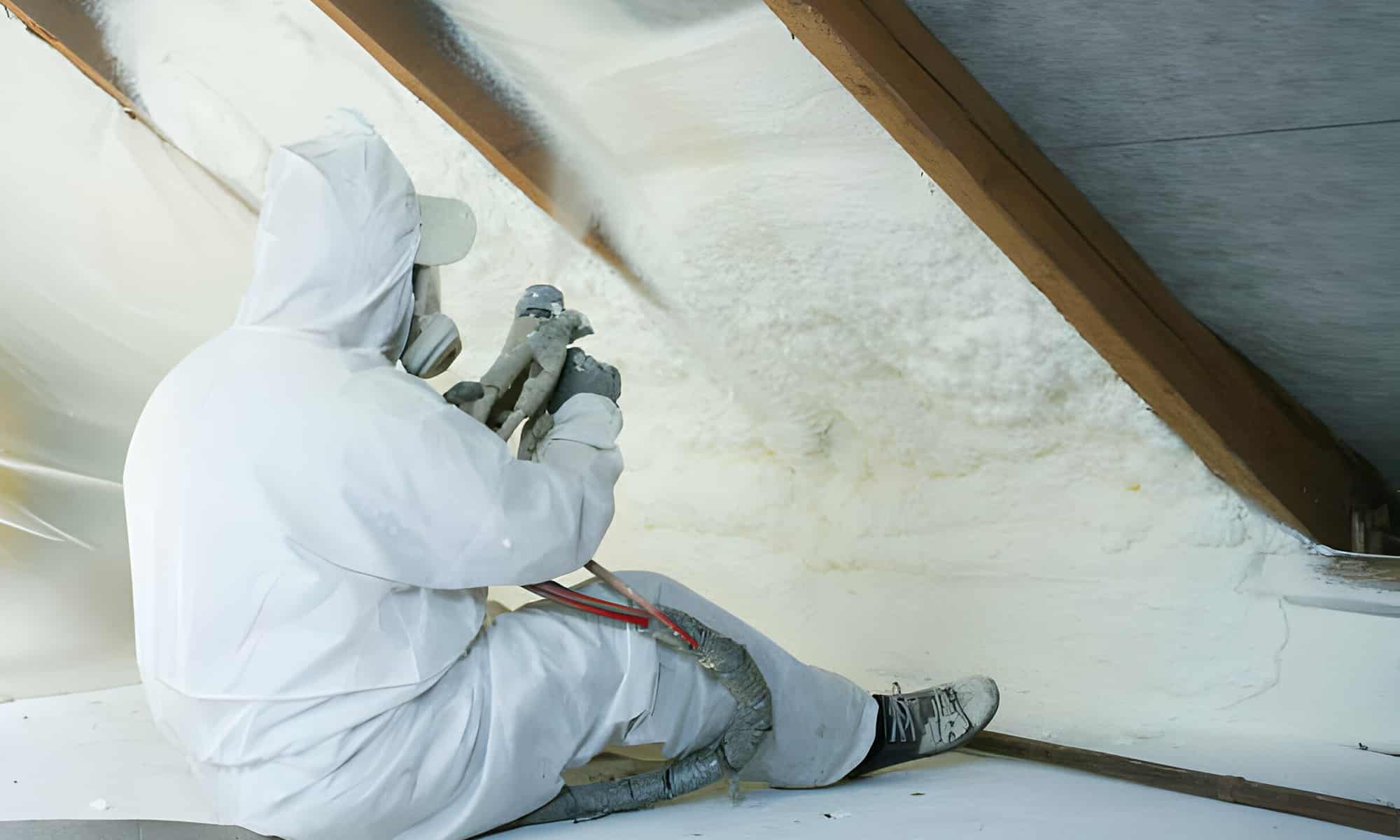 Injection foam being installed into an existing exterior wall cavity